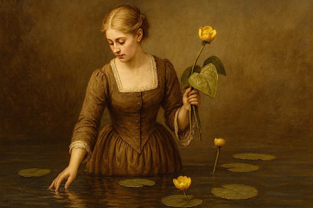 Nordic woman in a pond ai generated