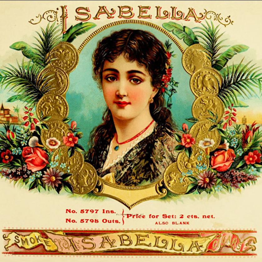 Isabella cigar box label