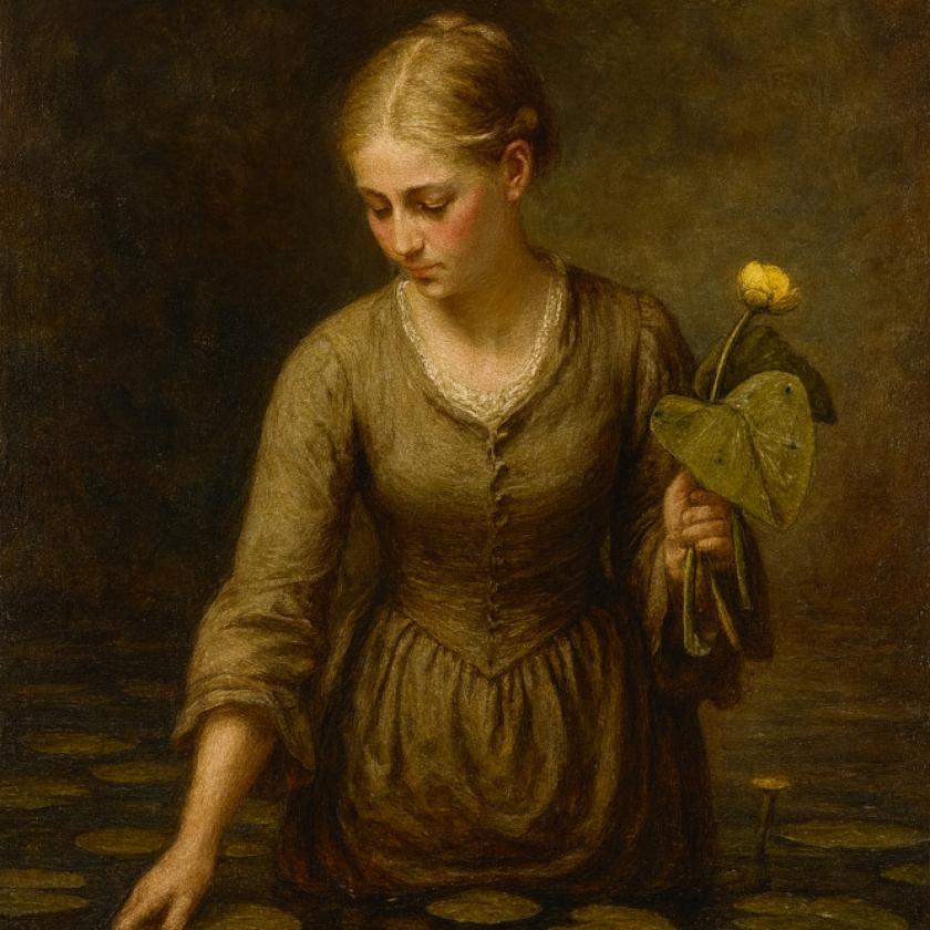 Nordic woman in a pond - ai generated