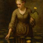 Nordic woman in a pond - ai generated